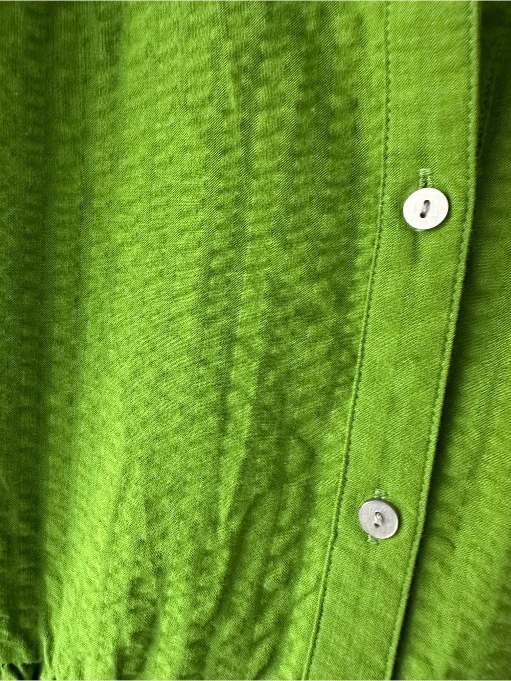 Time and Tru Womens Lime Green Tiered Dress Button Front Pockets Summer Chic - Picture 3 of 6
